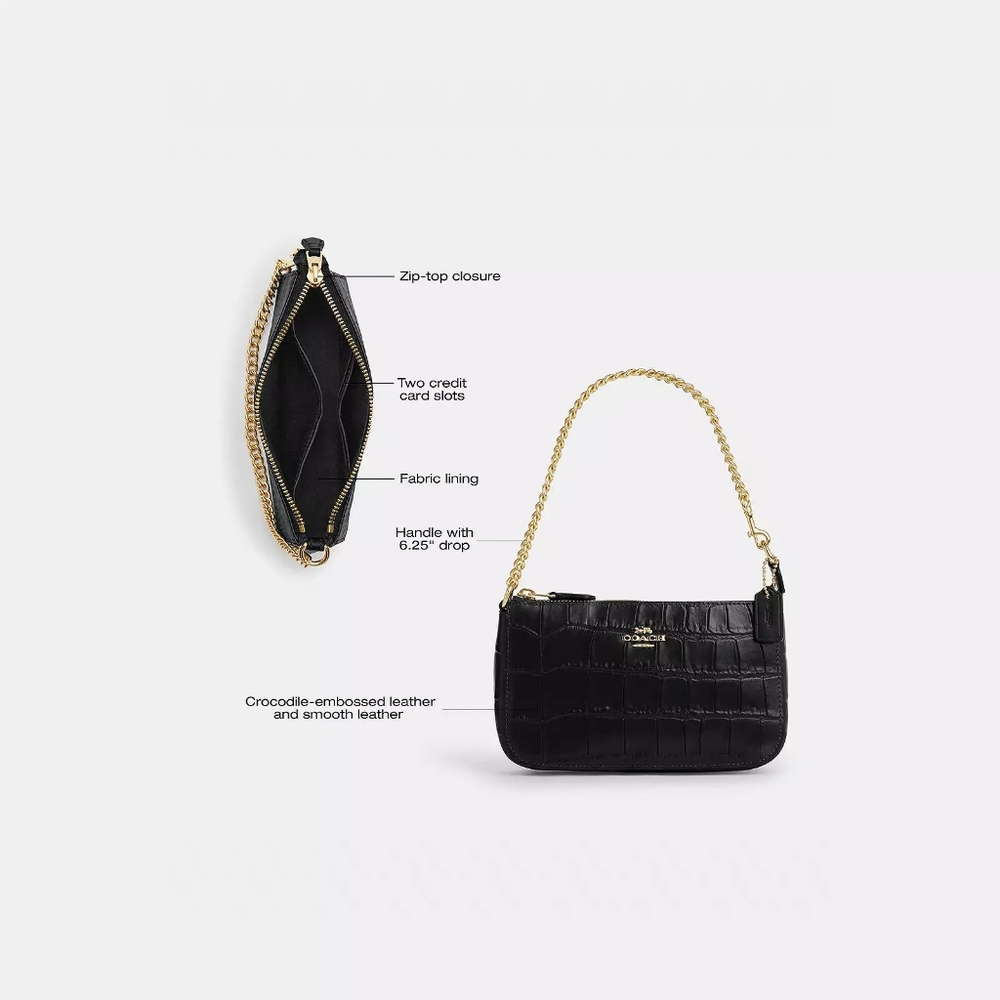 New!☪️ Coach Black Croc-Patterned Nolita 19 - Picture 6 of 7